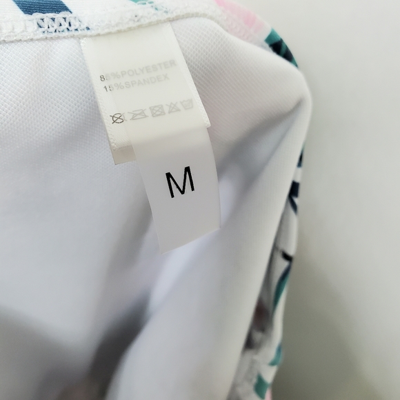 NEW HOLIPICK Green Leaf White High Waisted Tropical Bikini Bottom Size Medium - Picture 5 of 6